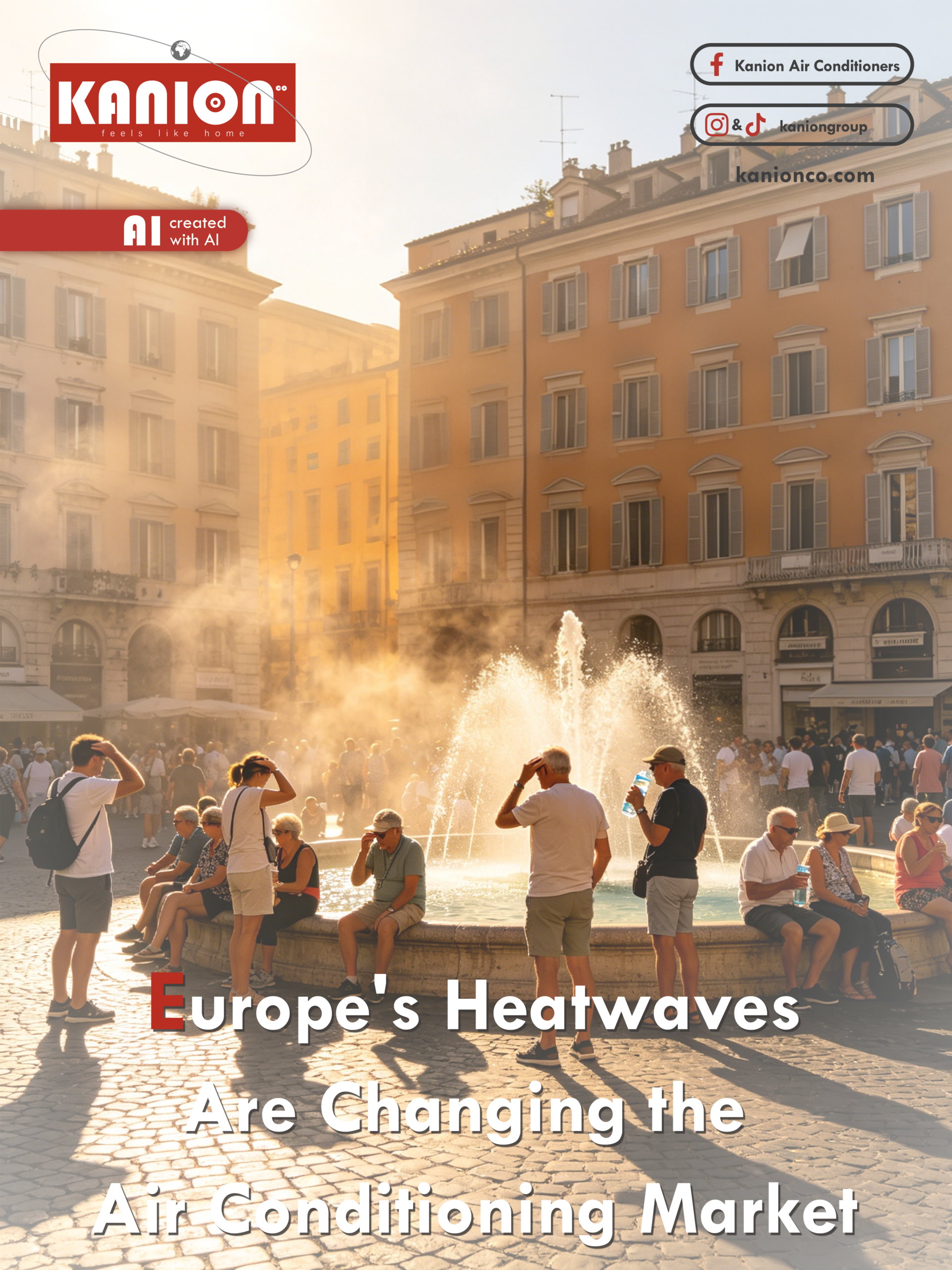 Infographic showing how Europe's heatwaves are increasing demand for energy-efficient air conditioning solutions across residential homes.